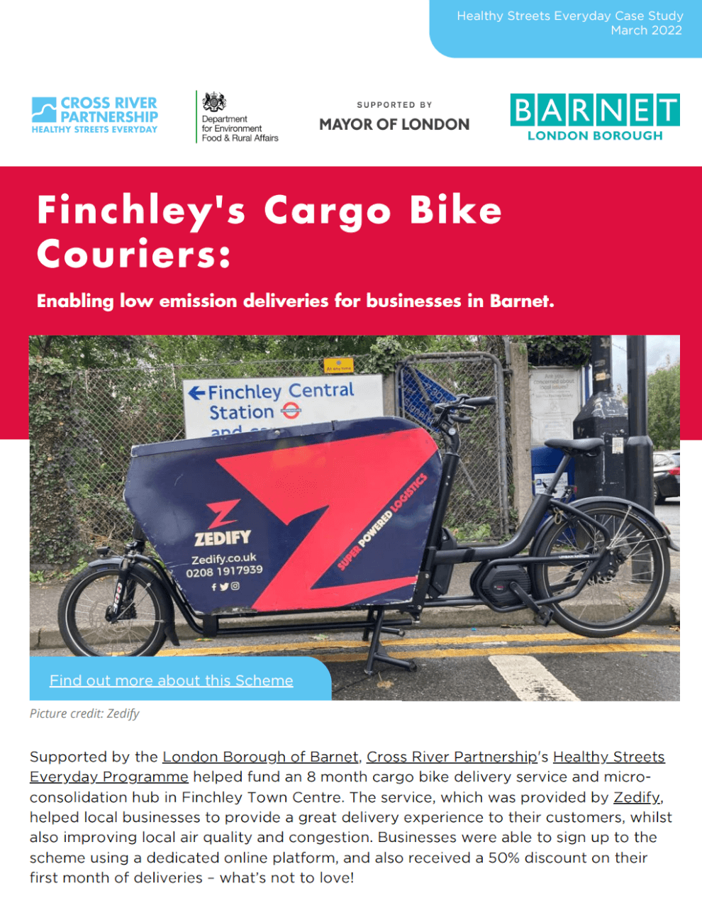 Finchley’s Cargo Bike Couriers: Enabling low emission deliveries for businesses in Barnet – Healthy Streets Everyday Case Study 2022