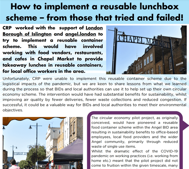 CAV4 Case Study: How to implement a reusable lunchbox scheme – from those who tried and failed!
