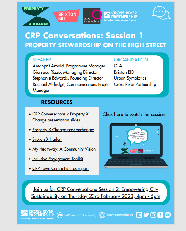 CRP Conversations, Session 1: Property Stewardship on the High Street. Jan 23. Event Takeaway.