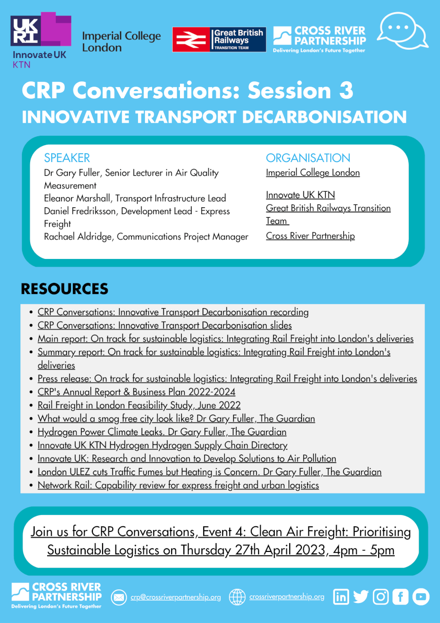CRP Conversations: March Takeaway. Innovative Transport Decarbonisation