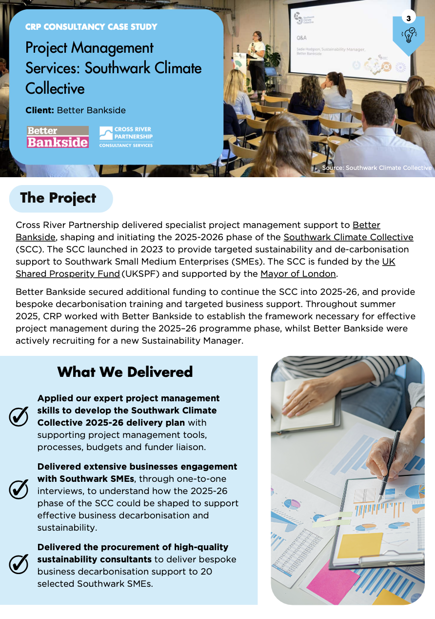 CRP Consultancy: Project Management Services with Better Bankside