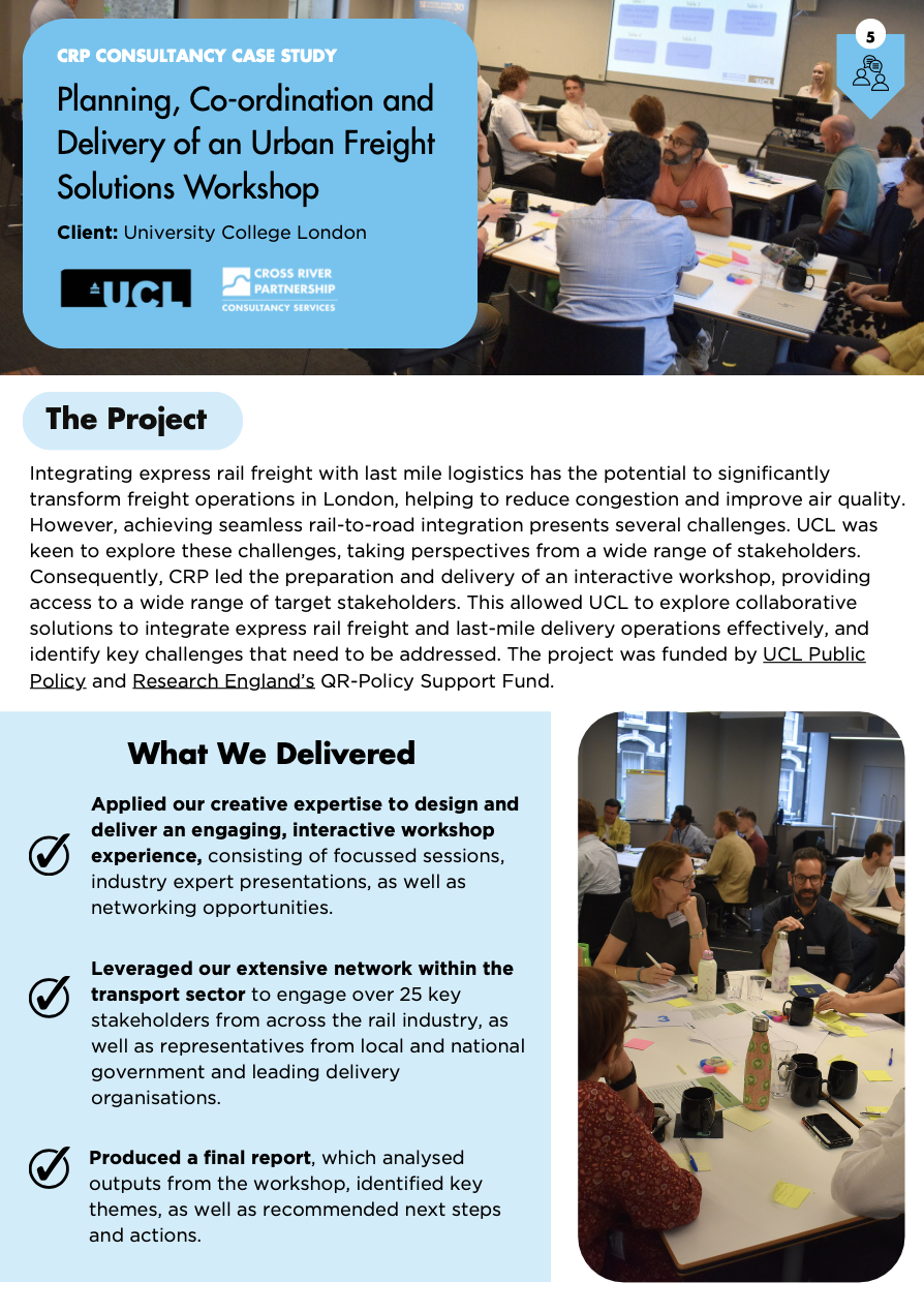 CRP Consultancy: Urban Freight Solutions Workshop with UCL